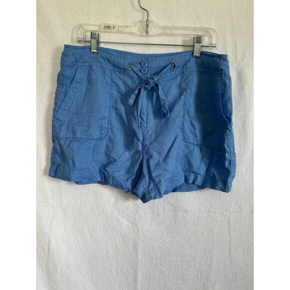 Women's EUC Sigrid Olsen 100% Linen Casual Tie Waist Shorts- Light Blue- Size 10 - Picture 1 of 5